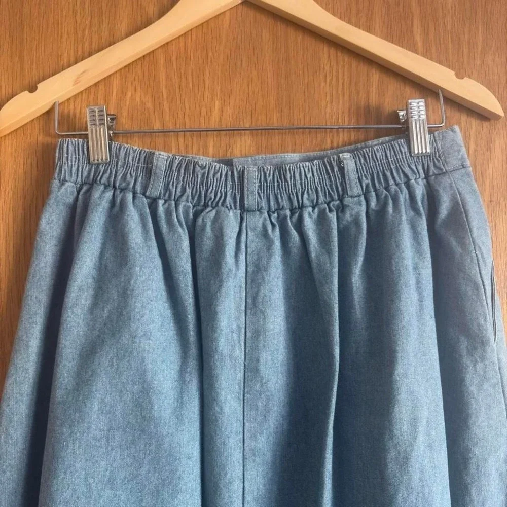 Orvis 90s Denim Skirt Maxi Pleated Light Wash Jean Women's M Vintage 10 Cotton - Picture 3 of 8
